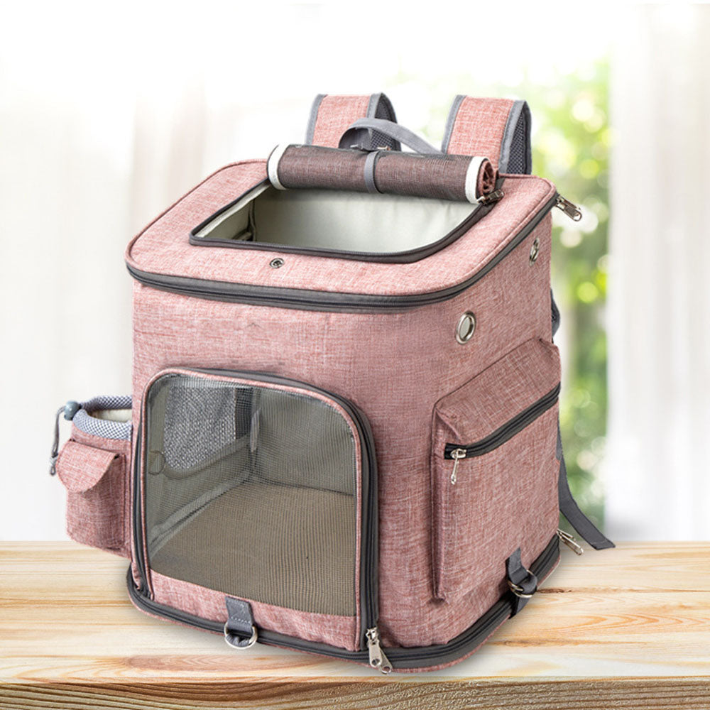 Pet Dog Cat Linen Airline Approved Carrier Outdoor Travel Backpack Foldable Storage