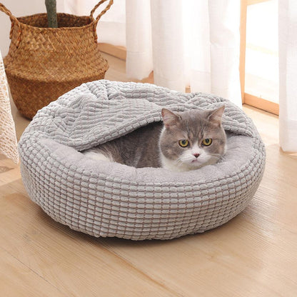 Donuts Cozy Cave Nest Calming Pet Cat Dog Bed Deep Sleep S To XL-Large