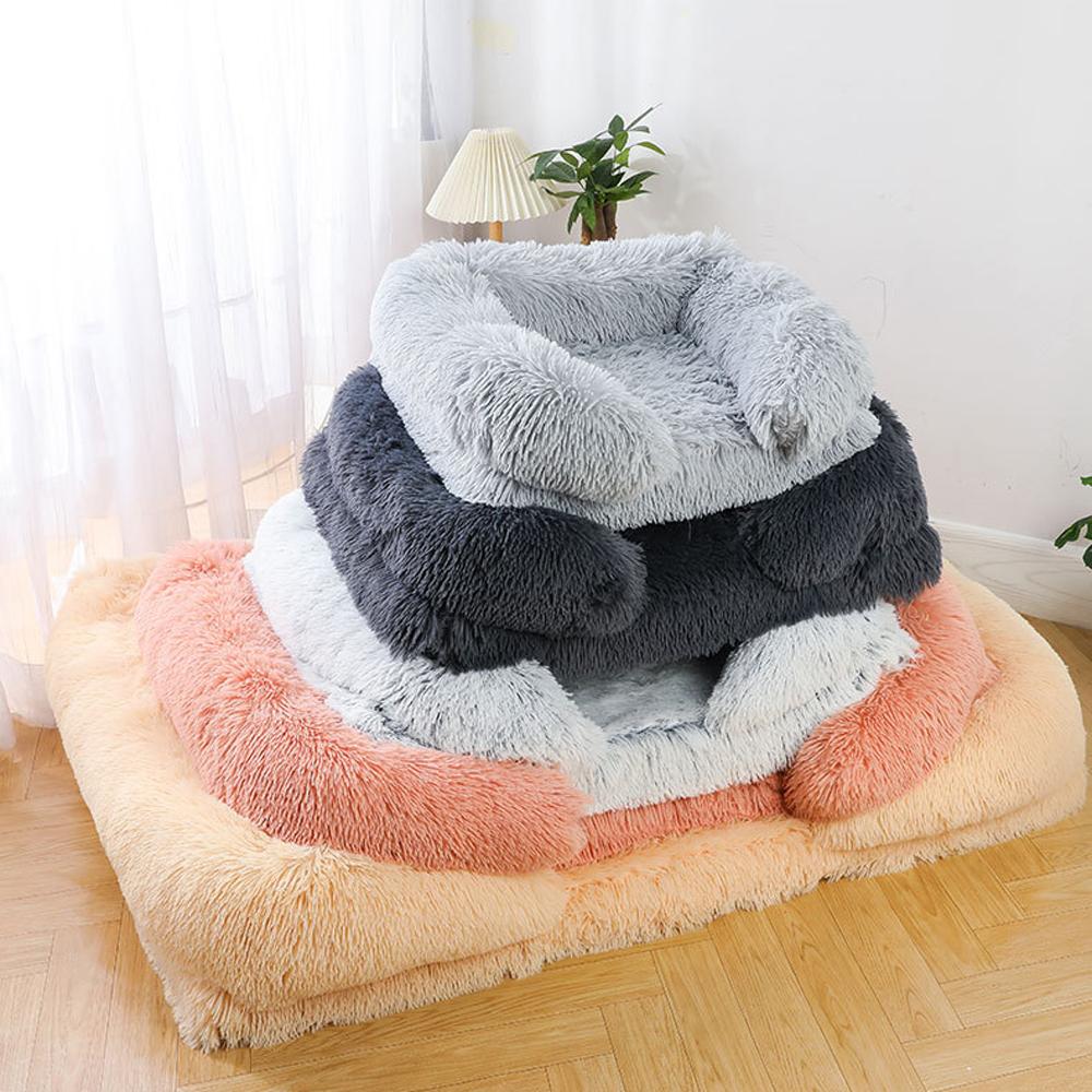 Plush memory foam large and small dog kennel bed for comfortable sleeping