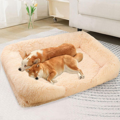 Plush memory foam large and small dog kennel bed for comfortable sleeping