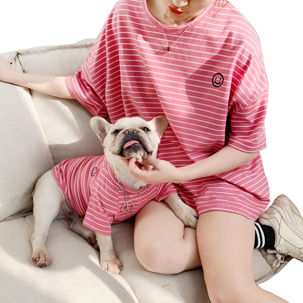 Matching Dog and Owner Clothes Striped T-Shirt Summer