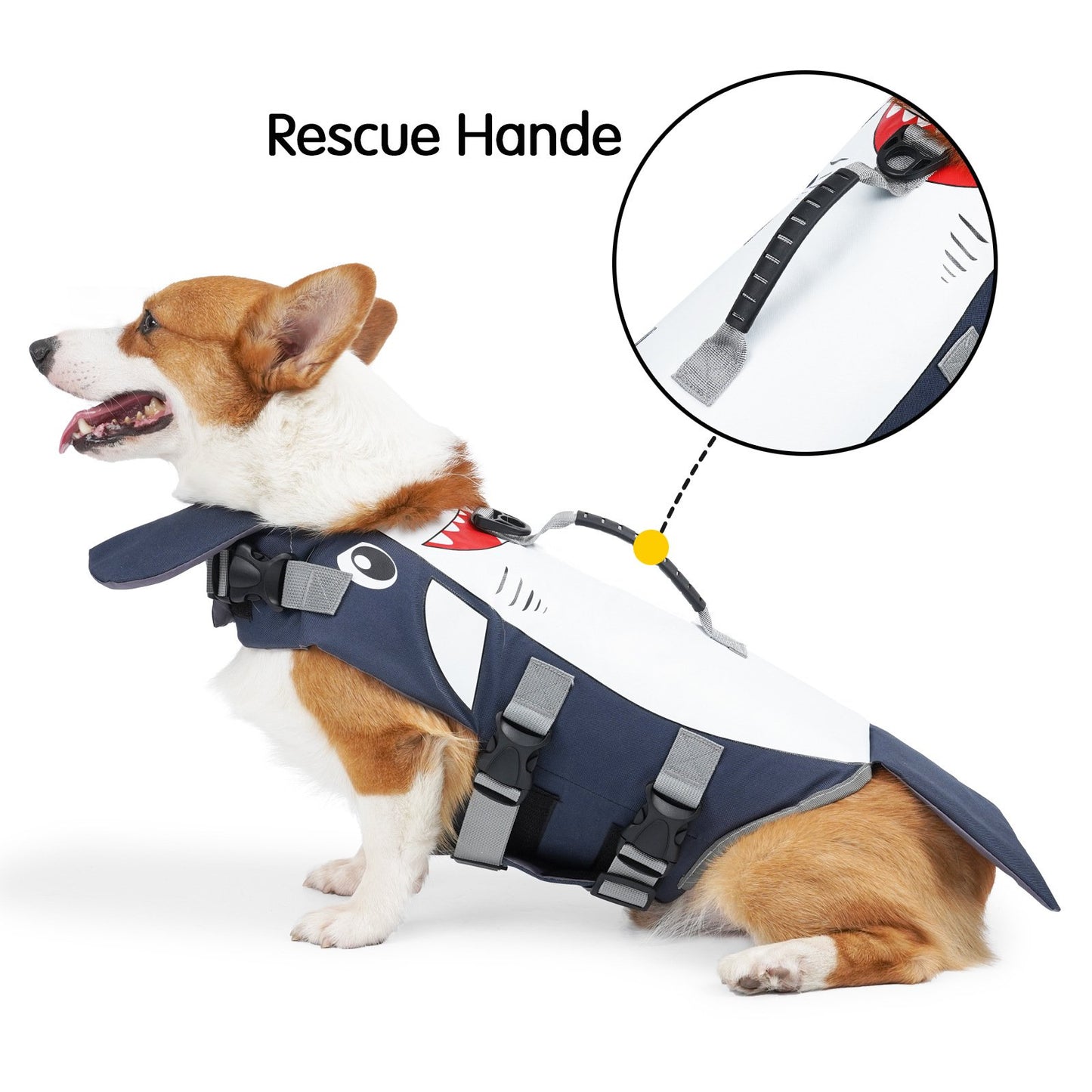 Dog Buoyancy Life Jacket, Cute Shark Design Tailored for Small to Medium Dogs