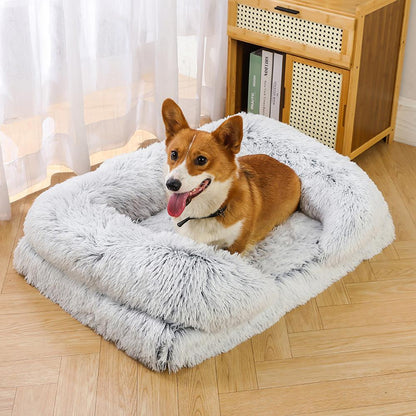 Plush memory foam large and small dog kennel bed for comfortable sleeping