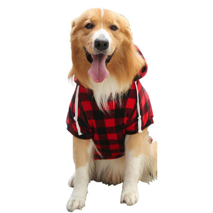 Pet Dog Plaid Sweatshirt Hoodie Sweater Pocket Warm Cat Coat Pajamas