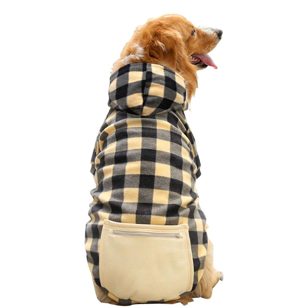 Pet Dog Plaid Sweatshirt Hoodie Sweater Pocket Warm Cat Coat Pajamas