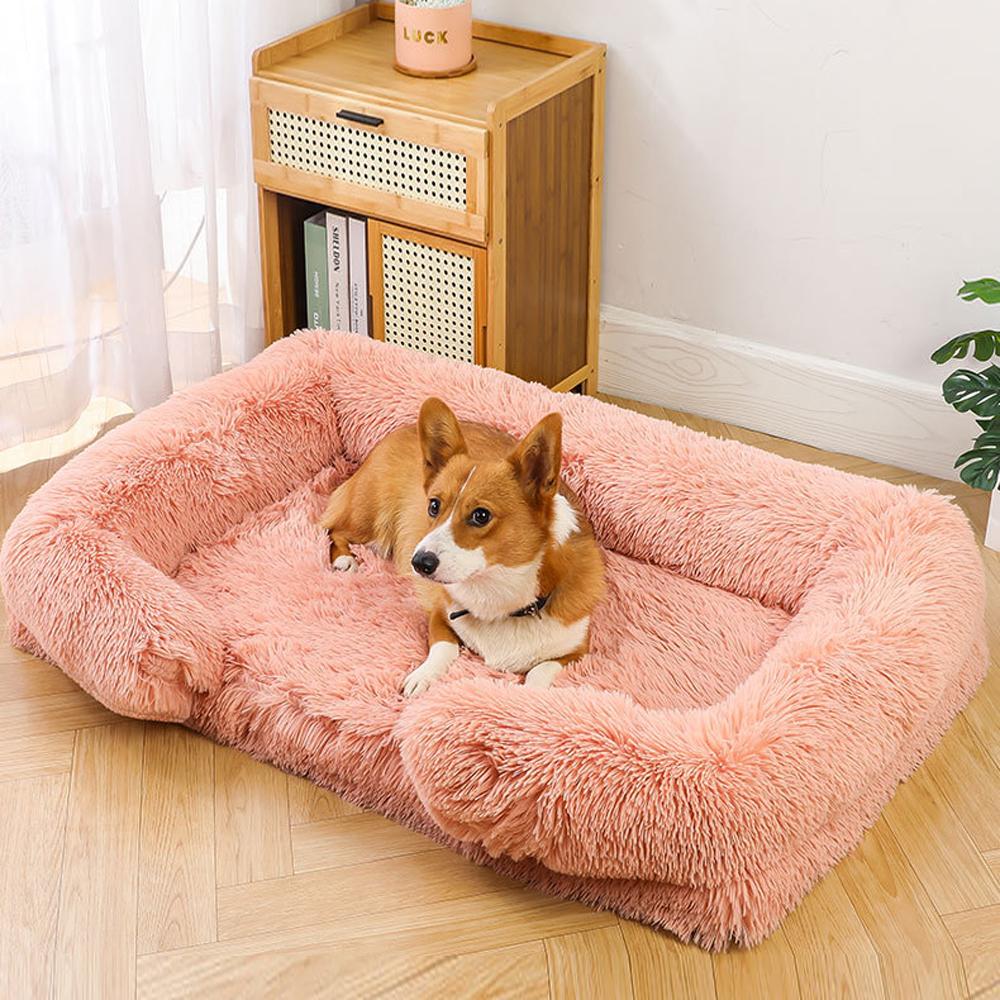 Plush memory foam large and small dog kennel bed for comfortable sleeping