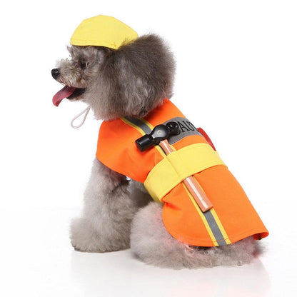 Funny Dog Cat Fireman engineer Costume Halloween Cosplay Dress Pets