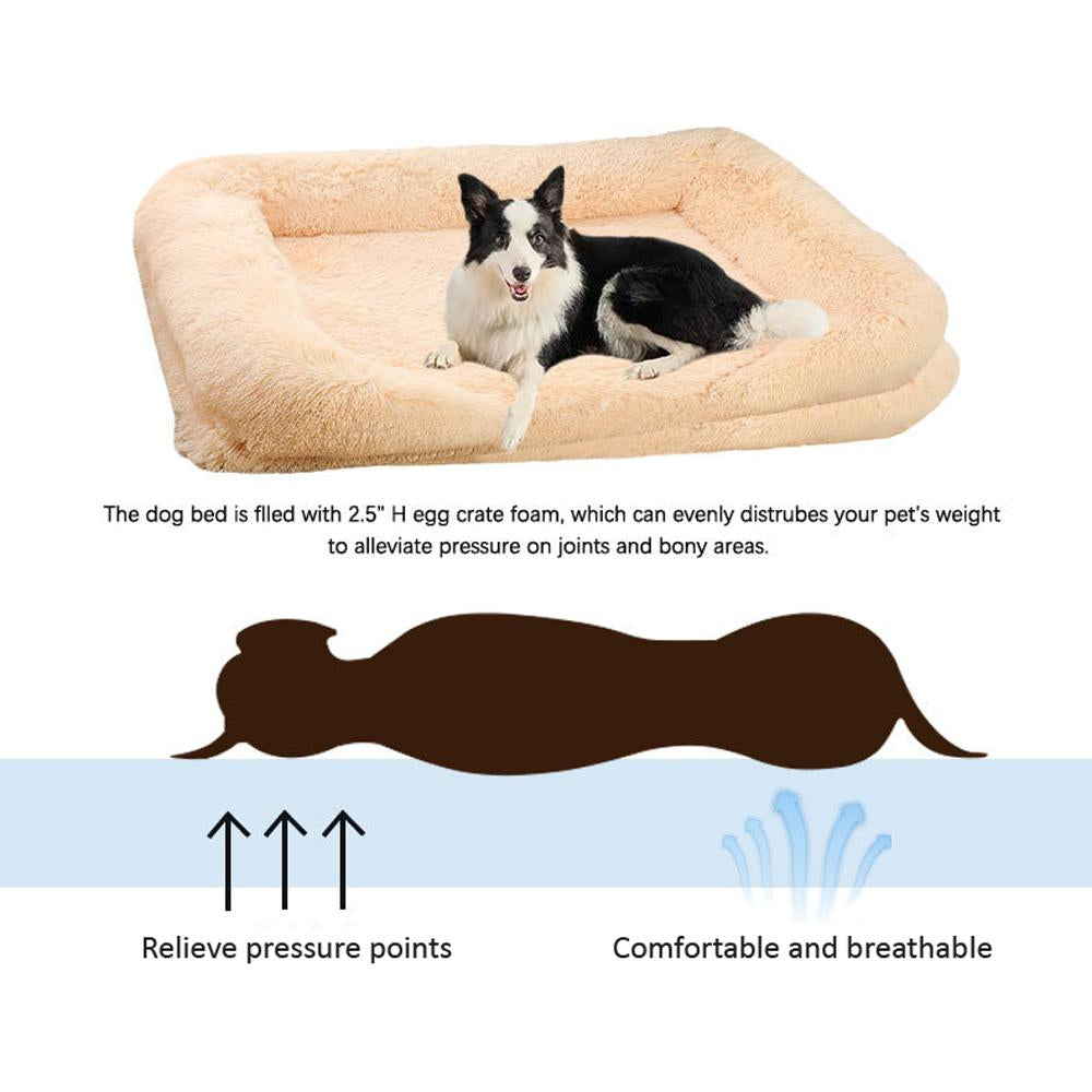 Plush memory foam large and small dog kennel bed for comfortable sleeping