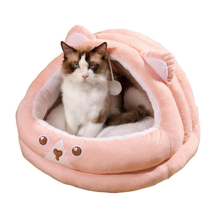 Cozy Nook Cave Beds for Dog Cat Self-Heating Semi-Closed Tent Foldable
