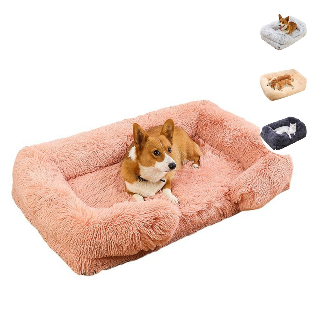 Plush memory foam large and small dog kennel bed for comfortable sleeping