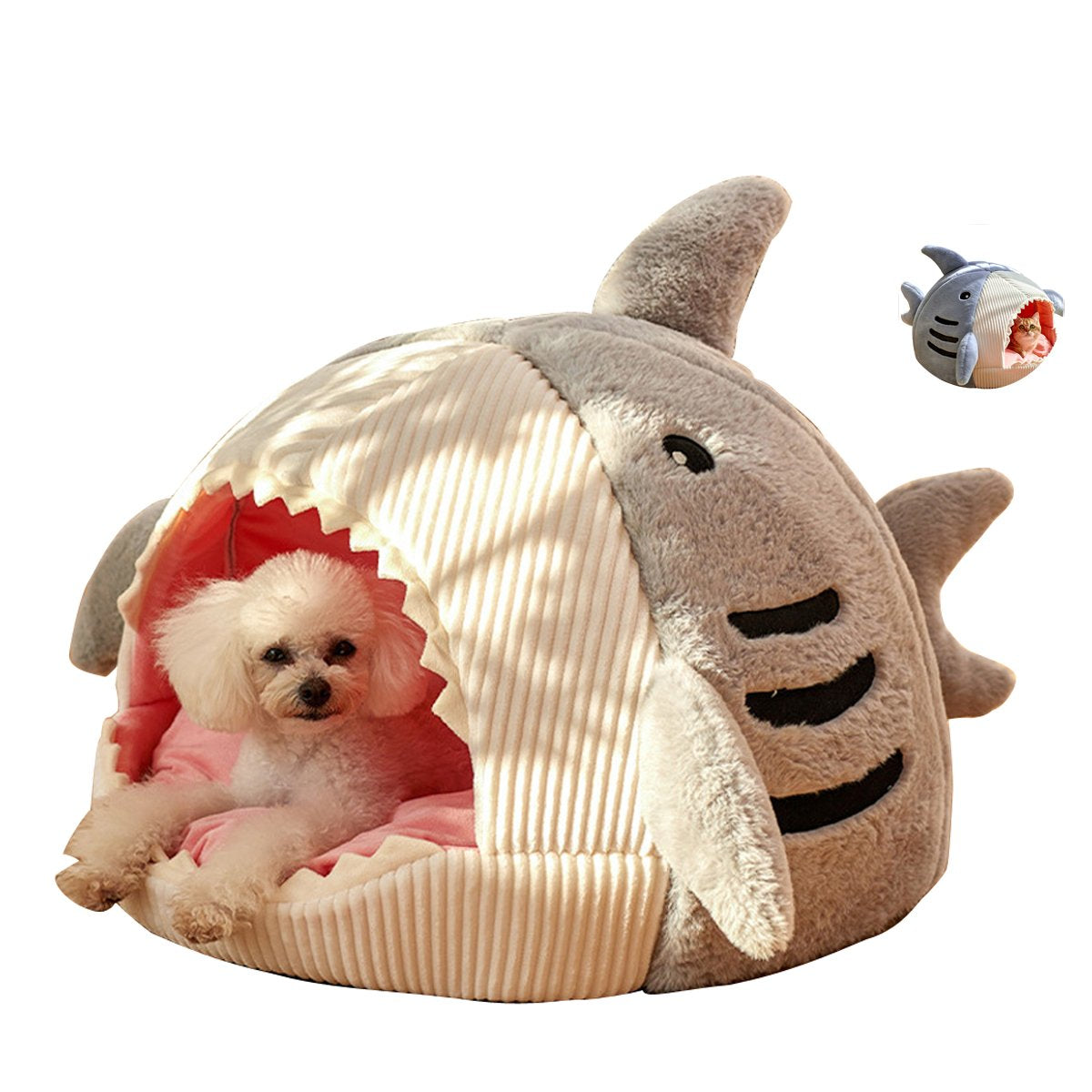 Cozy nook cave beds for dogs cat Nesting Shark Style Self Heating Warm Semi Enclosed