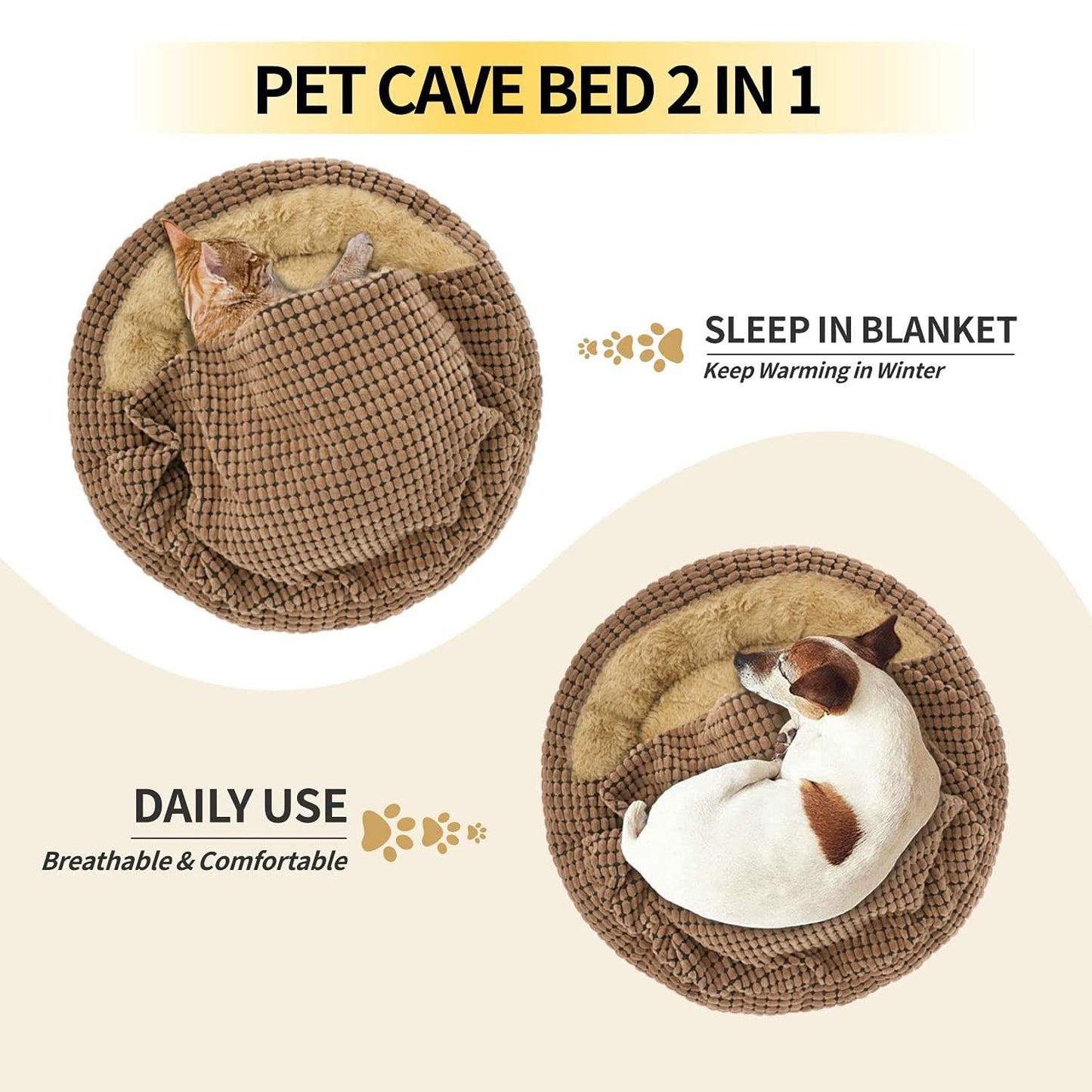 Donuts Cozy Cave Nest Calming Pet Cat Dog Bed Deep Sleep